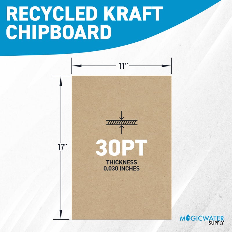 MagicWater Supply MagicWater Chipboard Sheet for DIY Projects - 11x17 Inch - 25 Pack - 30 pt - Heavy Duty Kraft (0.030 Inch Thick) Paperboard, for Scrapbooking, Books, Picture Frame Backing, Arts Project & Crafts - Image 2